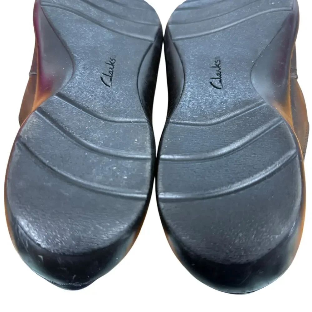 Clarks Collection Cora Dahlia Mary Jane Black Leather Comfort Shoes Loafer 9.5 W
